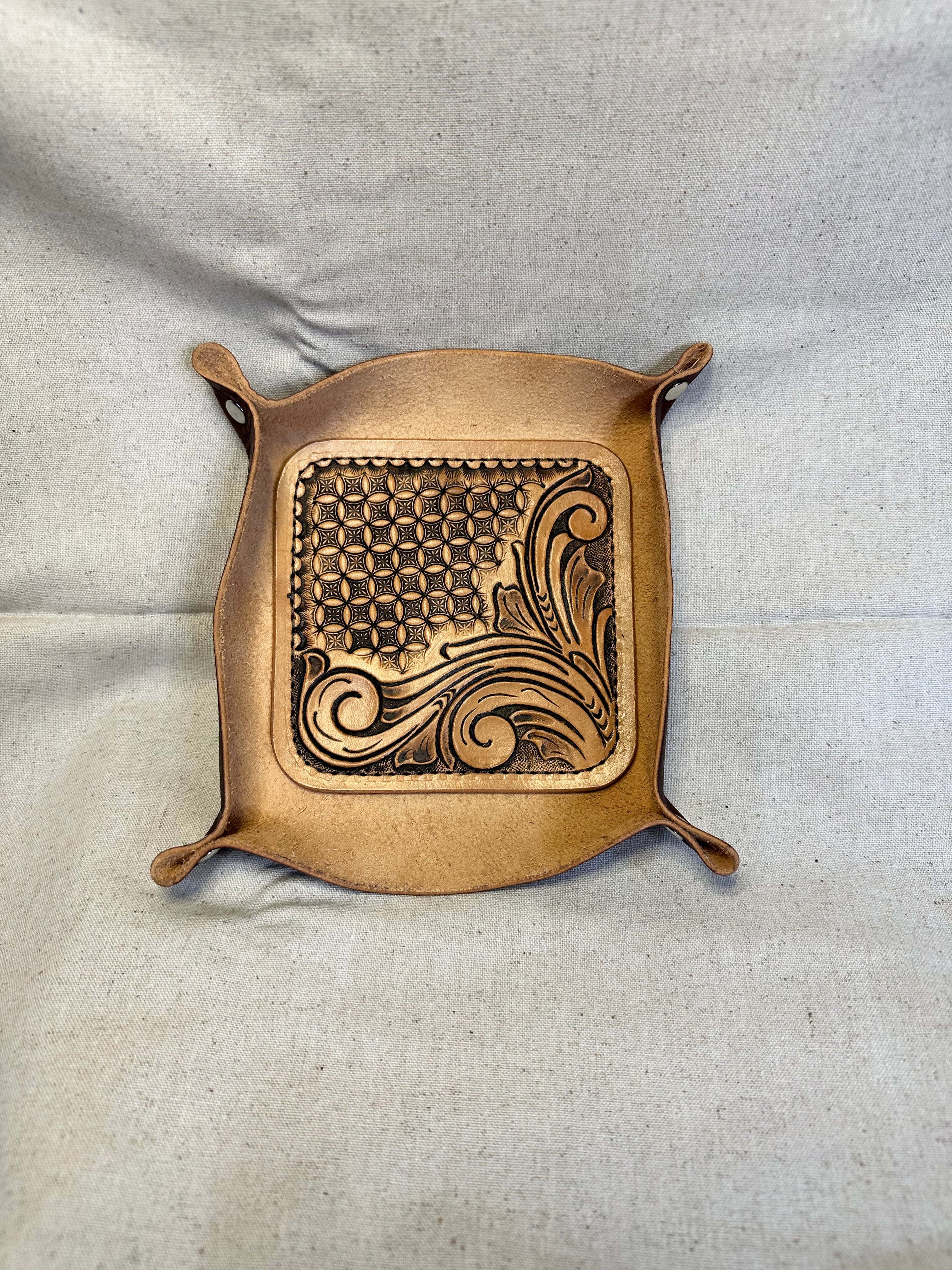Valet Tray - Hand Tooled & Geometric Stamped