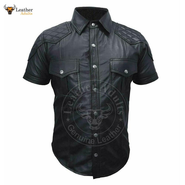 Mens Base Ball Jersey Style Shirt Soft Sheep Black Leather - BBS1 - Leather  Addicts