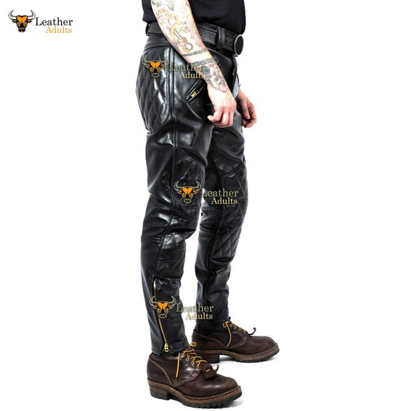  QAWACH Mens Leather Joggers Pant for Bikers & Riders