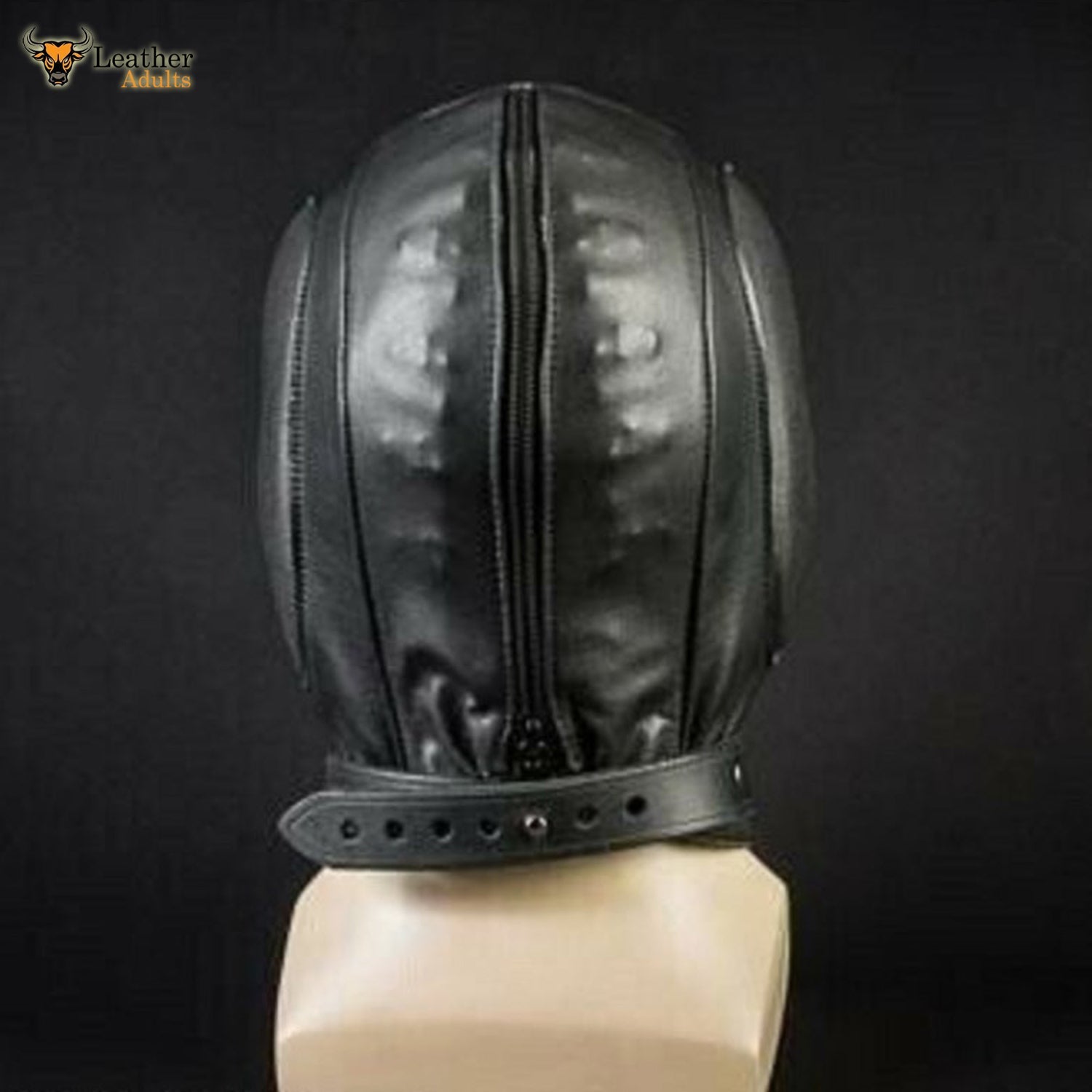 Men Sensory Deprivation Hood Bondage Bdsm Padded Mask Black Soft Leath Leather Adults