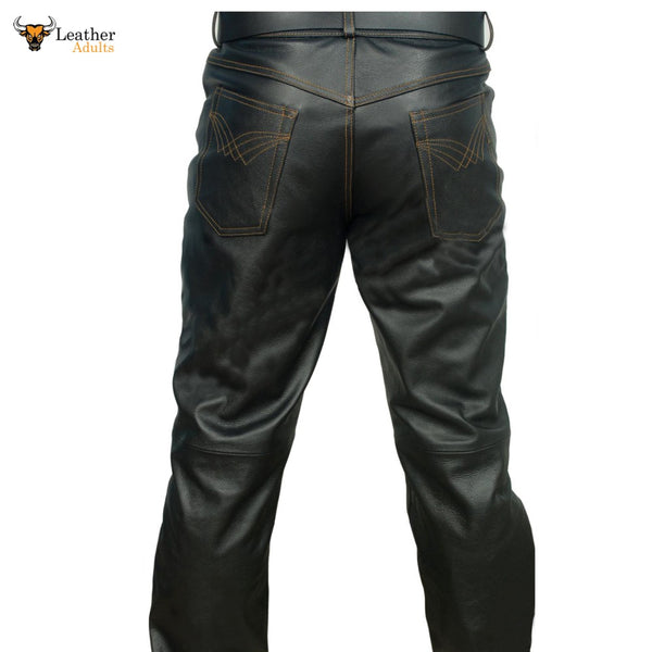 Men's Black Genuine Lambskin Real 100%Premium Leather Cargo Pant ZL-0027