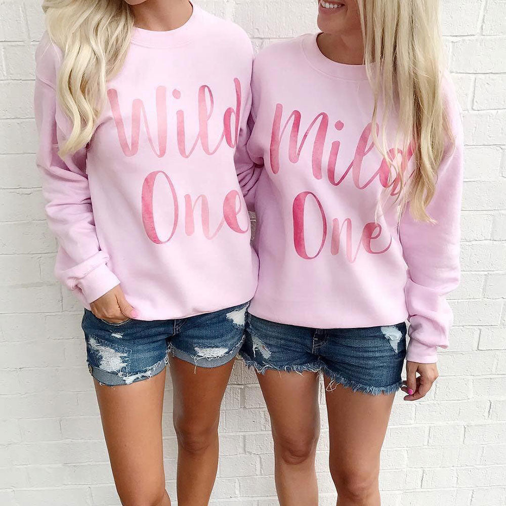 Mild One Wild One Watercolor Duo Sweatshirt Set - Femfetti