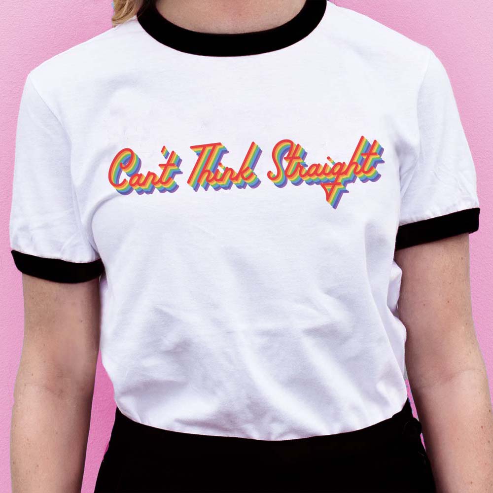 Can't Think Straight Pride Ringer Tee - Femfetti