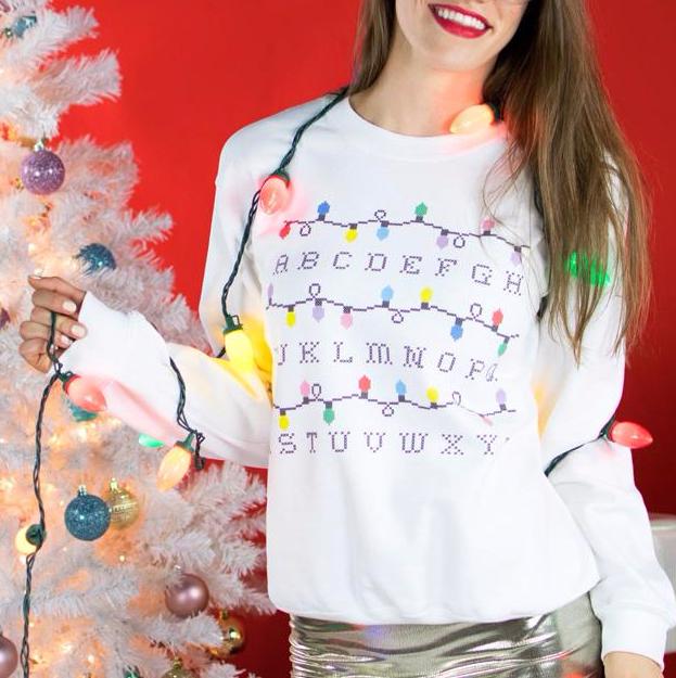 Strange Things Christmas Sweater Alphabet Lights Femfetti