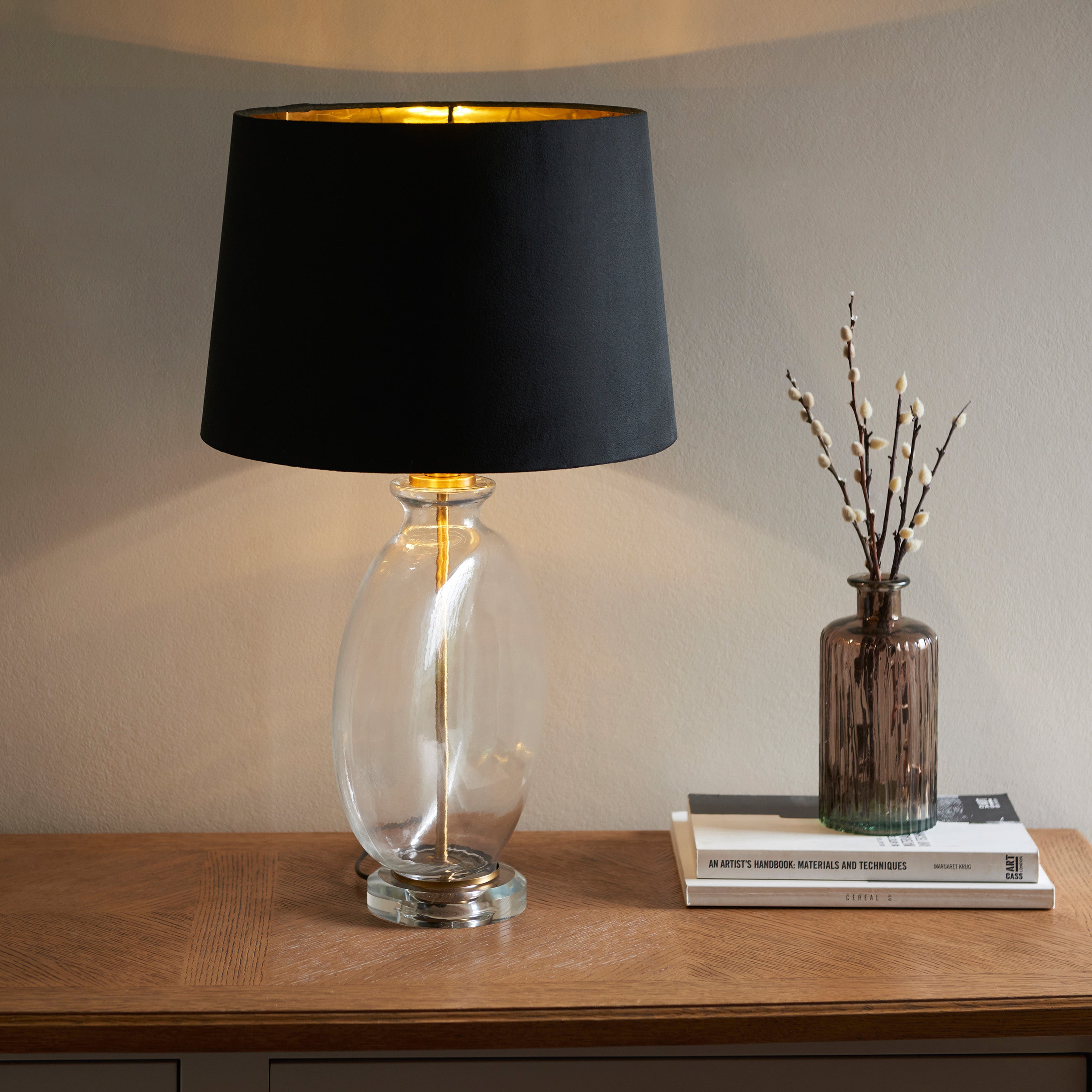 Lunia Gray Glass Table Lamp – English Elm