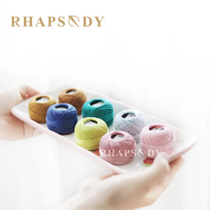 Rhapsody Premium Size 8 Pearl Cotton Embroidery Thread 12 Bals For Cross Stitch DIY Crochet Singed Mercerized Egyptian Cotton - Annie Potter's Yarn Basket