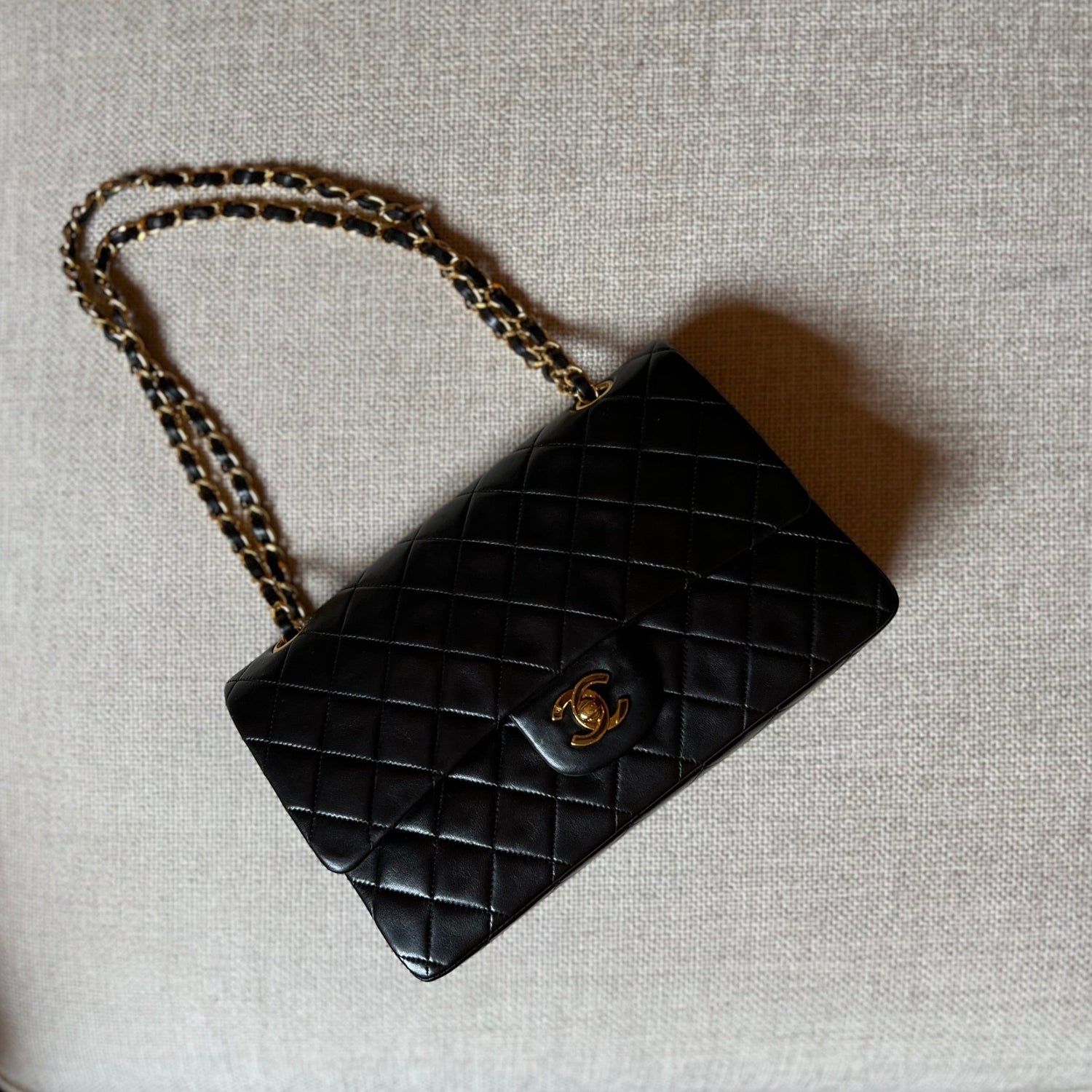 Chanel Classic Double Flap Quilted Caviar Goldtone Medium Black in Caviar  with Gold Tone  US