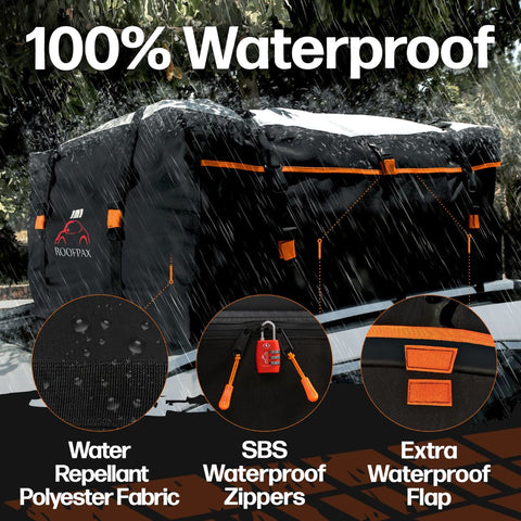 Roofpax roof cargo bags  has a Water repellent double coating keeps items dry