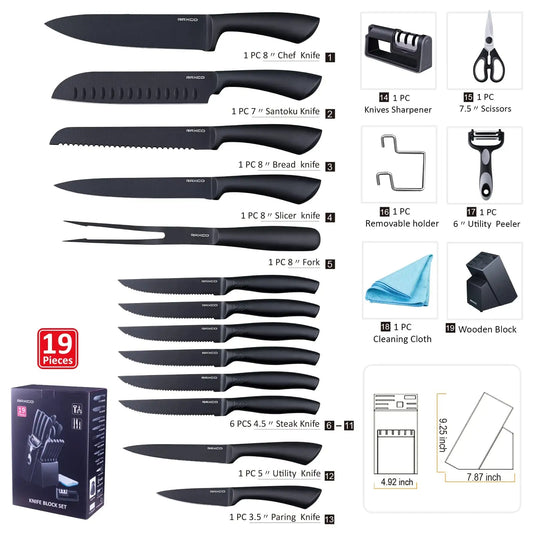 Chef Knife Set, Luckytime 6-Piece Kitchen Knives Set, German 5cr15mov –  1981Life