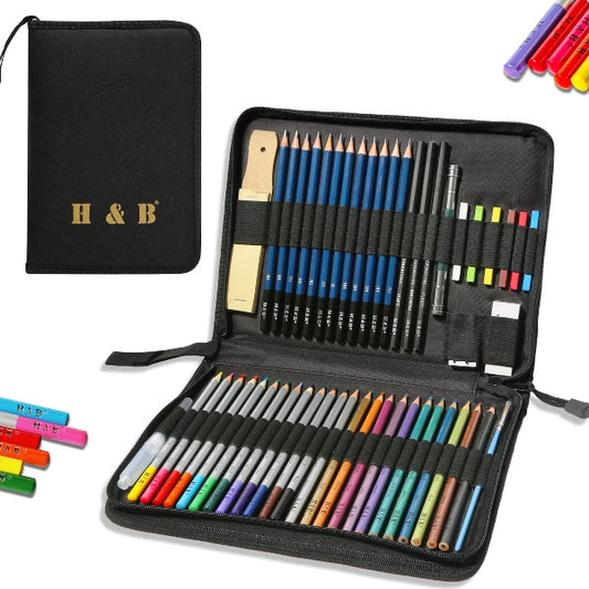 86 Piece Art supplies Set Drawing Painting Kit in Wooden Compact Portable  Case with Oil Pastels, Colored Pencils, Paint Set and Professional Artist
