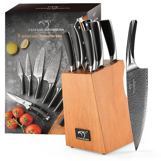 Nanfang Brothers Knife Set Damascus 9 Pieces with Knife Stand NEW From  JAPAN