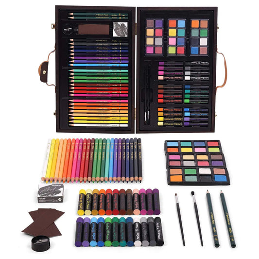 H & B 145-Piece Art Supplies Set for Kids, 2 Layers Drawing