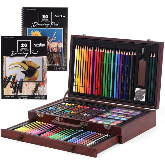 134 Piece Wooden Painting Drawing & Art Supplies Set – 1981Life