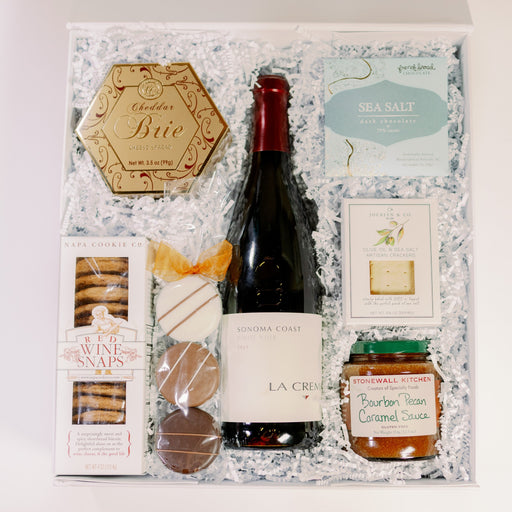 Cookies, Brie Cheese & Wine Preserve Gourmet Food Gift Basket