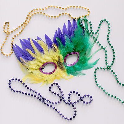 mardi gras beads and masks