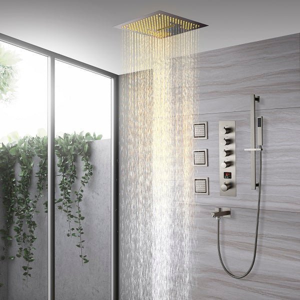 Cascada Luxury 16” LED Shower System with built-in Bluetooth Speaker, 4 Functions