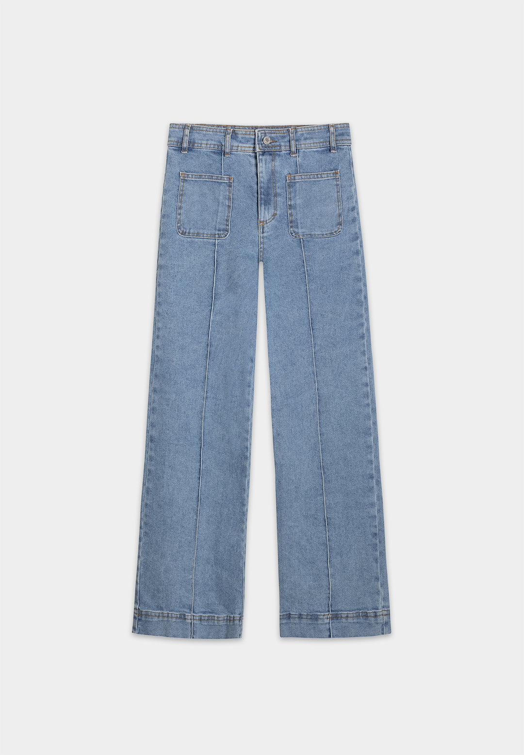 STRAIGHT JEANS WITH DENIM SEAMS – Noon