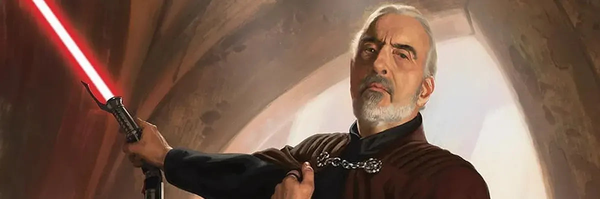 Count Dooku mit seinem Lichtschwert