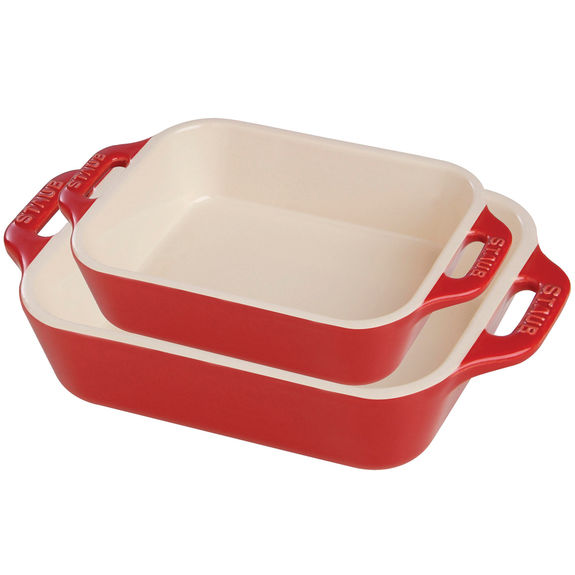 Staub Ceramics 3-Pc Rectangular Baking Dish Set - Cherry