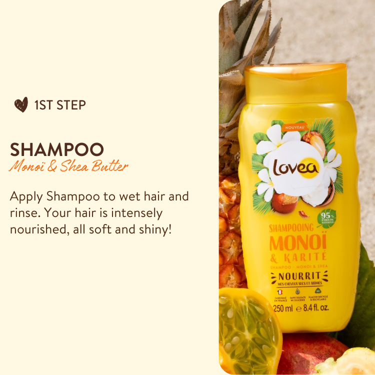 8000031 lovea kit de soin cheveux routine ensoleillee monoi karite shampoo monoi karite produit 1