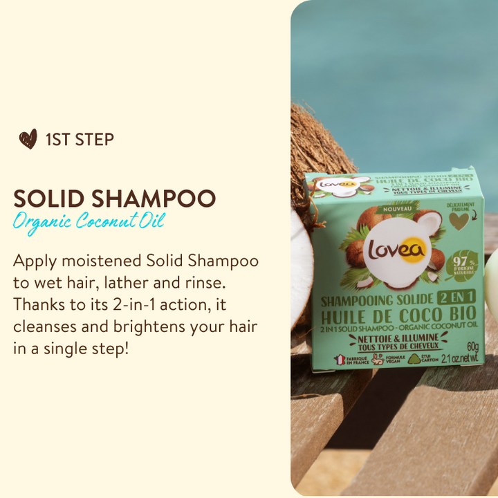 8000063 lovea kit de soin cheveux corps essentiels voyage coco shampoo solide 2 en 1 huile de coco bio produit 1