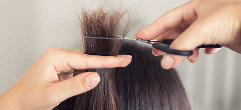 close-up of split ends of hair