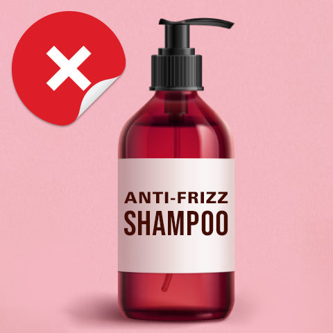 red anti frizz shampoo bottle