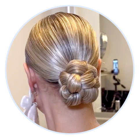 close-up of a braided bun hairstyle