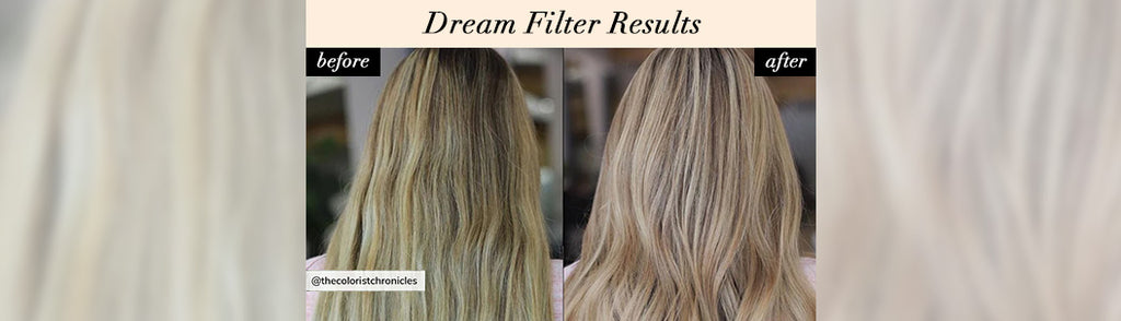 before and after using color wow dream filter