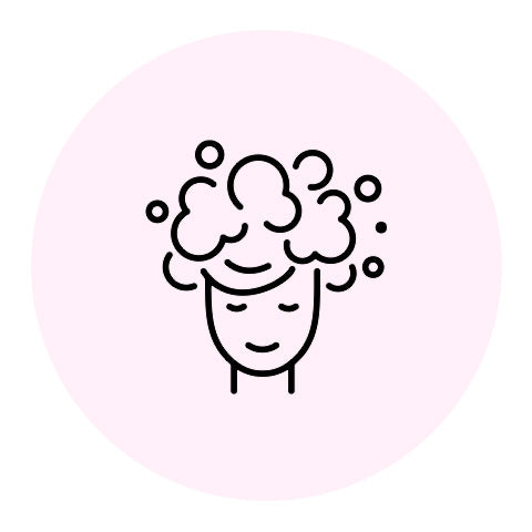 icon of a woman lathering shampoo on her hair