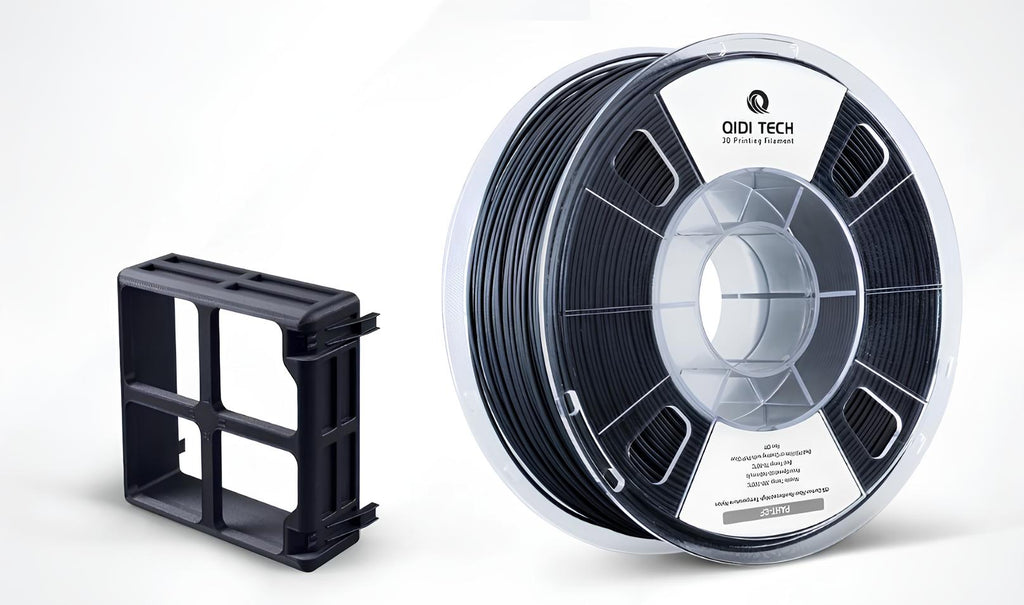 QIDI Tech's PA12-CF Carbon Fiber Filament provides an excellent solution to the brittleness, thermal conductivity, and abrasiveness issues facing standard carbon composites.