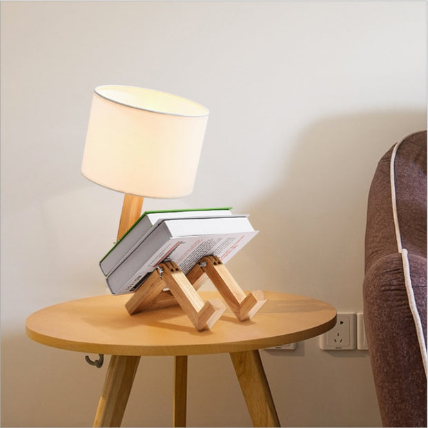 LED Wooden Robot Table Lamp – Mighty Lamps