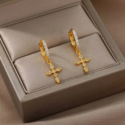 White Gold Dainty Drop Diamond Earrings – Meira T Boutique