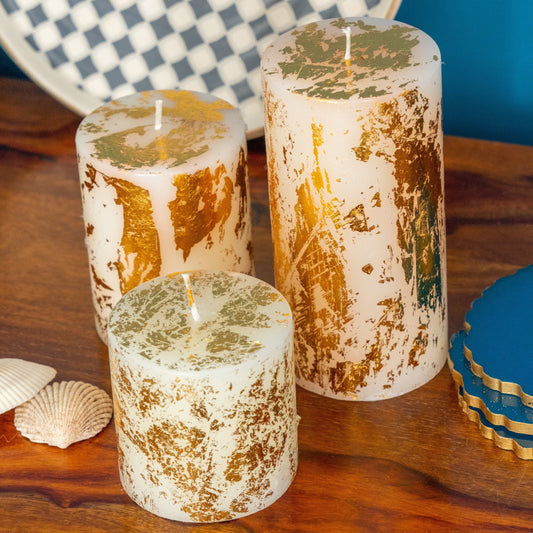 Non-Scented 3 White Pillar Candles – Ananta Designs