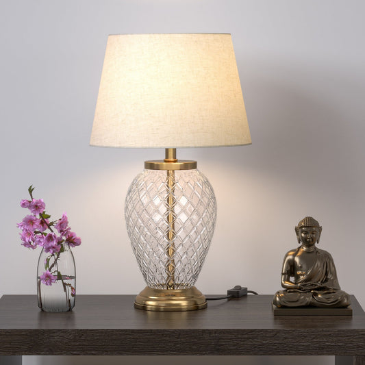 TANGA TABLE LAMP, Matte Antique Brass Finish on Metal Body with Crystal  Ball and Disc, Hardback Sh - table lamps