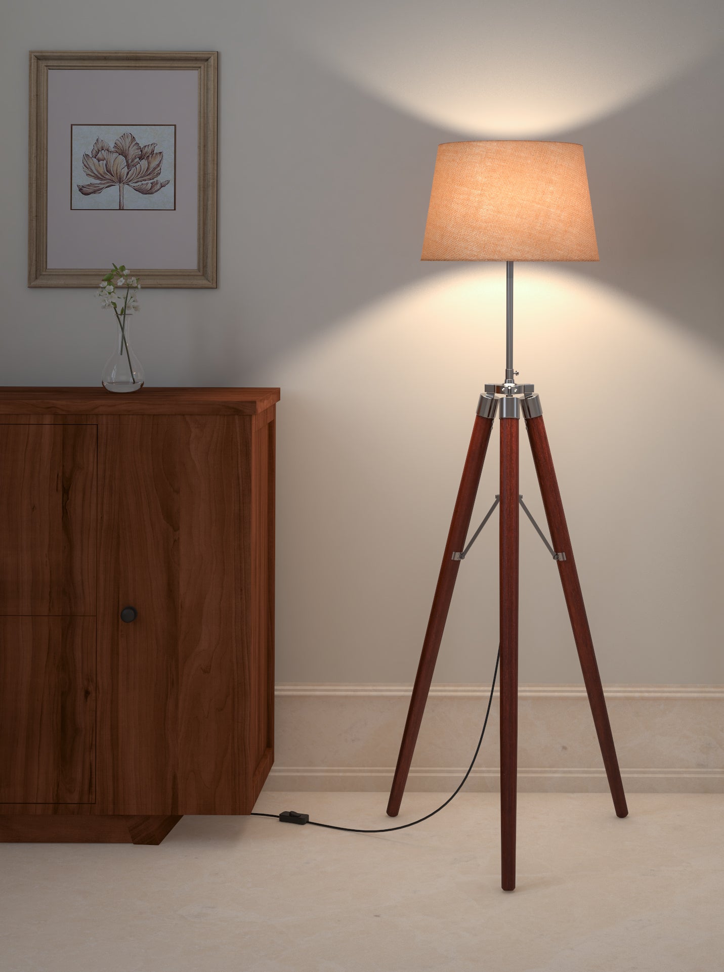 stick wooden floor lamp