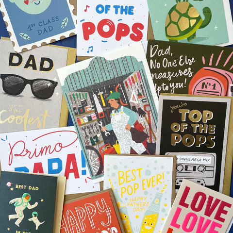 Shows some of the Father's Day cards available from BAM Store + Space in Bristol