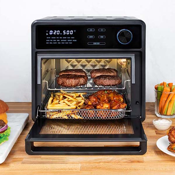  Kalorik MAXX® 16 Quart Digital Air Fryer Oven, 9-in-1  Versatility, Bake, Braise, Broil, Dehydrate, Grill, Roast, Sear, Toast, 21  Presets, 5 Accessories, Bonus Cookbook, 500°F, 1600W, Stainless Steel :  Home & Kitchen
