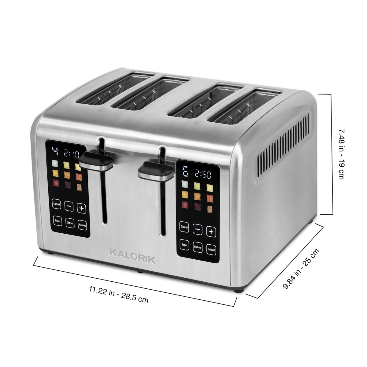 KALORIK 1800-Watt 4-Slice Stainless Steel Wide Slot Toaster TO