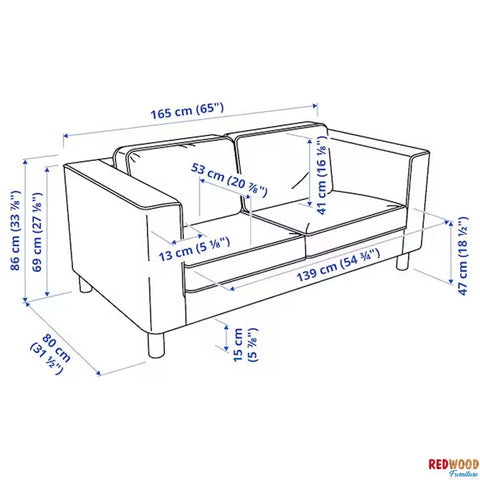 Loveseat sizes show on image