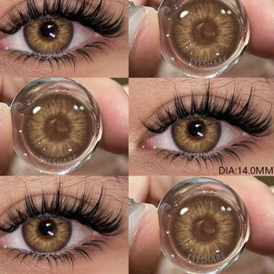 Popxstar Brown Color Contact Lenses with Diopters Korean Fashion Colored Lenses Myopia Natural Color Lens Eyes Graduated - popxstar