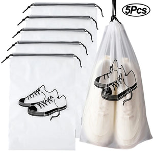 Popxstar 1/2/5Pcs Transparent Shoes Storage Bag Portable Travel Packing Drawstring Pouch Waterproof Dust-proof Bags Home Shoes Organizer - popxstar - Shoe Bags