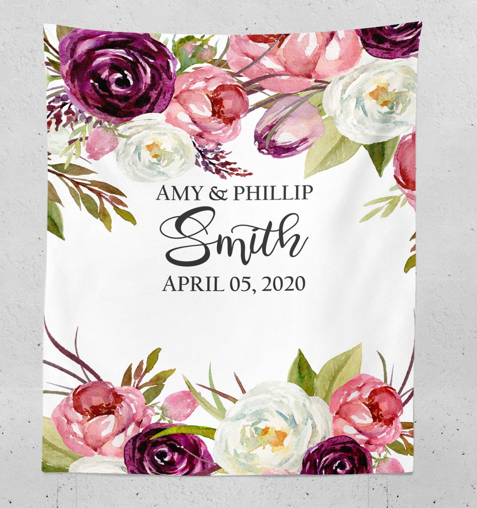 Purple Pink Wedding Backdrop, Couples Name Flower Wedding Photography –  Cloud Design Shop