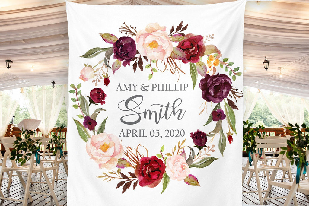 Floral Wedding Banner, Couples Name Flower Autumn Wedding Photography –  Cloud Design Shop