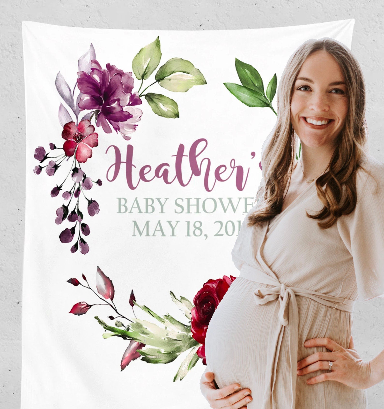 Baby Shower Backdrop, Watercolor Flowers Boho Baby Shower Photography –  Cloud Design Shop