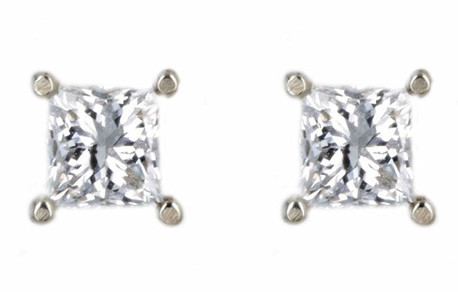 0.56 Carat Total Weight Princess Cut Diamond Martini Stud Earrings in 14K White Gold - Queen May