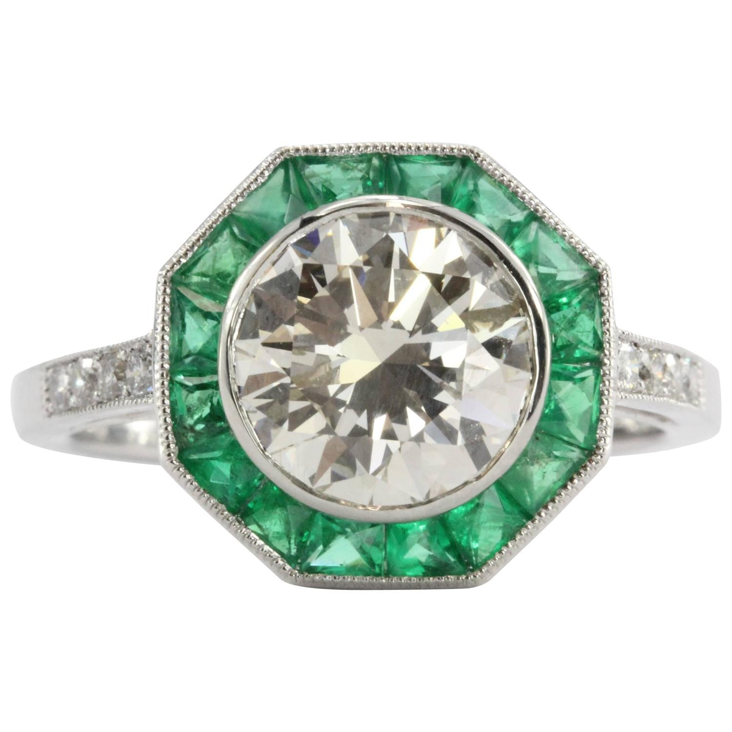 2.1 Carat Diamond Emerald Platinum Engagement Ring – QUEEN MAY