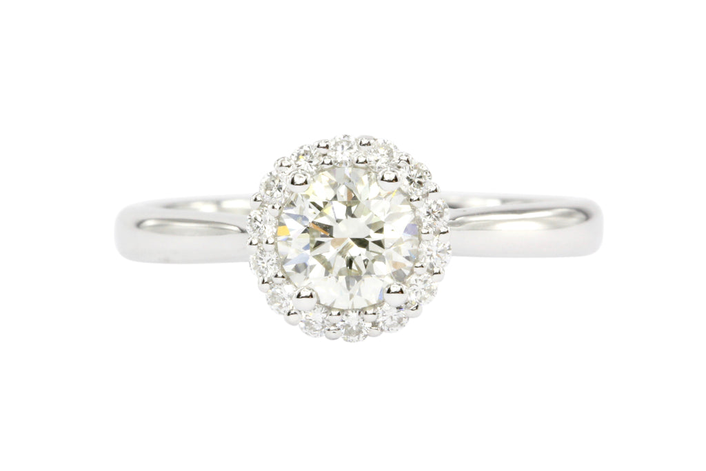 14K White Gold .61 Carat Diamond Halo Engagement Ring — Queen May