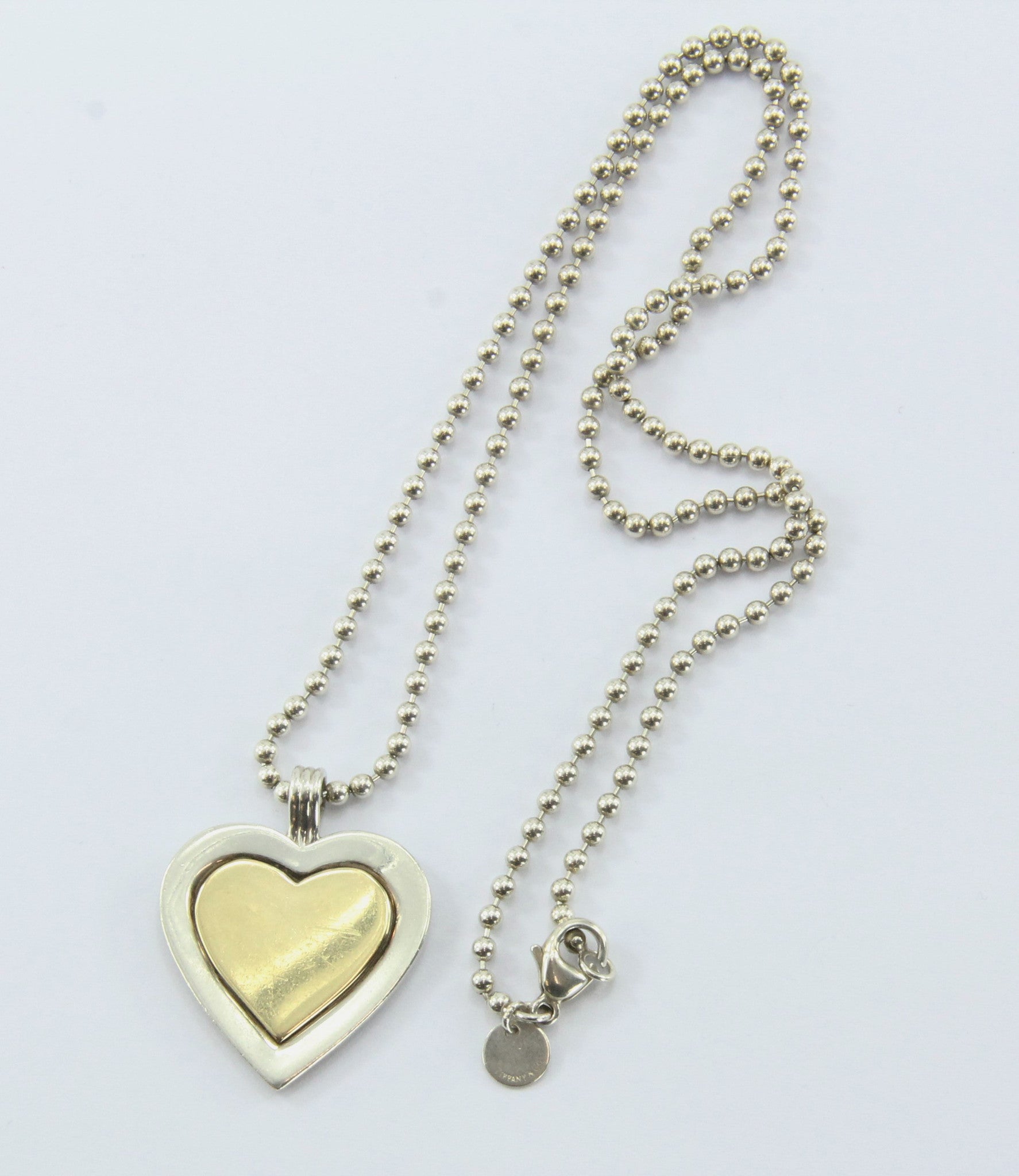 Vintage Tiffany & Co Sterling Silver & 18K Gold Heart Pendant