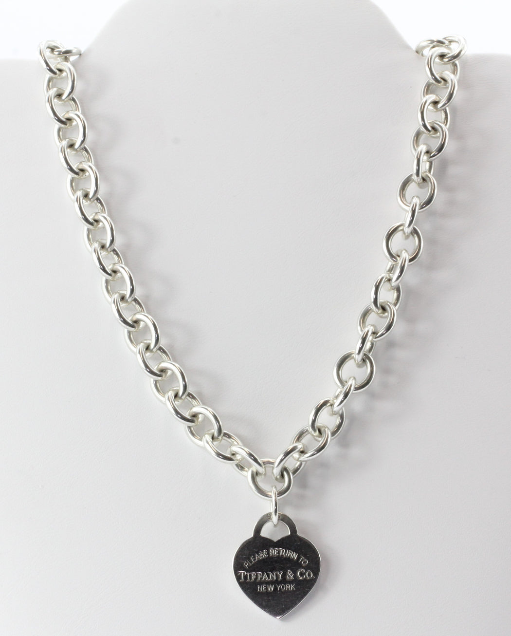 silver heart tag necklace